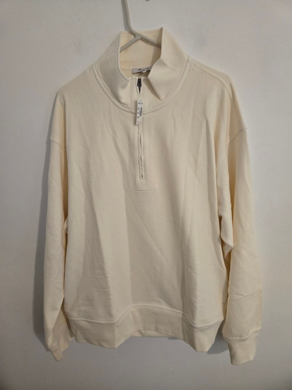 Madewell mens quarter zip hoodie pullover sweater nwt in cream size XL